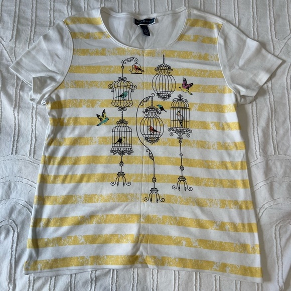 Yellow Striped Birdcage Graphic Tee - Picture 1 of 4
